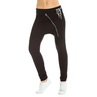 Haremshose WINSHAPE "UNISEX Zipperhose WH4", Damen, Gr. XL, Normalgrößen, schwarz, 90% Baumwolle, 10% Elasthan, Hosen Haremshose, Street Style