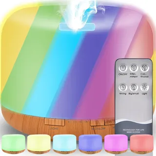 500ml Aroma Diffuser Ultraschall Luftbefeuchter Fernbedienung Vernebler Raumbefeuchter Elektrisch Duftlampe Öle Diffusor mit 7 wechselnden Farben Reto