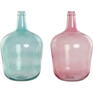 Vase DKD Home Decor grün Rosa Verre trempé 25 x 25 x 40 cm (2 Stück)
