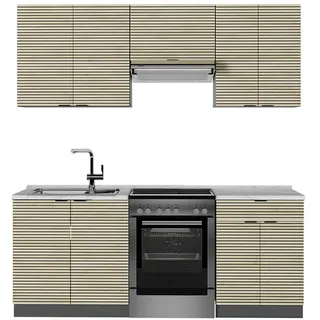 Vicco Küchenzeile Fame-Line 200 cm Eichefarben/Anthrazit
