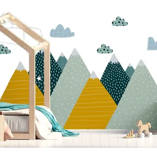Ambiance Sticker Vliestapete Riesenfresken Vorgekleistert -Skandinavischer Berg Ziska - Dekoratives Etikett | H120 x L180 cm