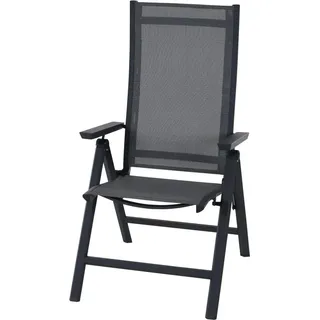 Siena Garden Klappstuhl Aluminium mit Armlehnen verstellbar Anthrazit/Matt