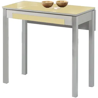 ASTIMESA Küchentisch, Metall, beige, 80 x 40 cm, ausziehbar 80 x 60 cm