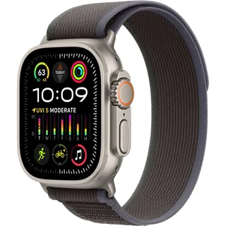 Watch Ultra 2 GPS + Cellular 49 mm Titangehäuse natur, Trail Loop blau/schwarz S/M