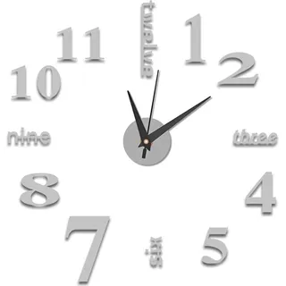 Moderne Acryl Spiegel Sticker Große Wanduhr - 3D Wanduhr mit Großem Ziffernblatt für DIY Dekoration