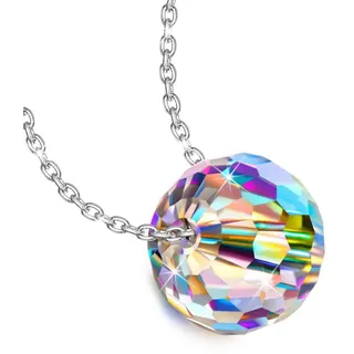 Unendlich U Aufgehende Sonne 925 Sterling Silber Damen Anhänger Halskette Schmuck Kette mit Swarovski Rund Steinen Geschenke für Sie Mehrfarbig