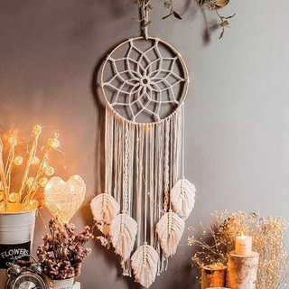 Uposao Boho Traumfänger Weiß Groß Handgemachte Dreamcatcher Quaste Baumwolle gewebte Makramee Wandkunst Wandteppich Wandbehang Ornament für Baby Shower Car Hochzeit Home Decor Geschenk