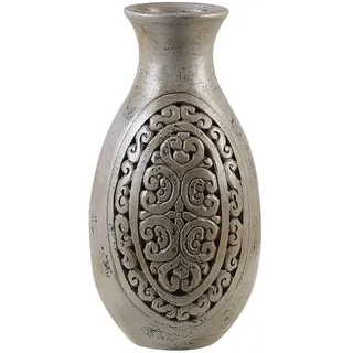 Beliani Dekovase Terrakotta grau Megara , Stein , Vintage , 51 cm , Dekoration, Vasen, Keramikvasen