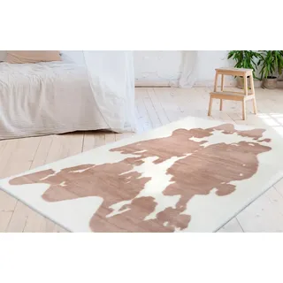 Hochflor-Teppich BRUNO BANANI "Makayla" Gr. 4, grau (taupe), B:160cm H:30mm L:230cm, Kunstfaser, Teppiche, Hochflor-Teppich, Kuhfell-Muster, Kunstfell, weicher Flor