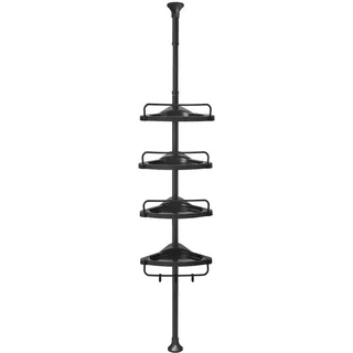 Songmics Teleskop-Duschregal Schwarz , Metall, Kunststoff , 35x85-305x25 cm , höhenverstellbar , Badezimmer, Baden & Duschen, Duschregale & Duschablagen