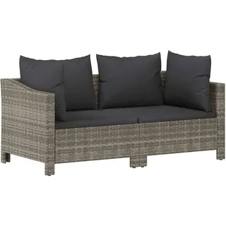 vidaXL 2-teiliges Garten-Lounge-Set mit Kissen Grau Poly Rattan - Grau