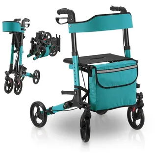 Juskys Aluminium Rollator Vital mit Sitz Rollator Petrol