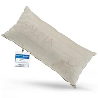 sositex | 1 Premium Saunakissen Lieblingskissen Reisekissen | Design: SAUNIA | Maße: 45 x 22 cm, Leinen/Baumwolle Hängematte, Strand oder Picknick (Natural/White)