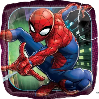 Amscan 3466301 - Standard Folienballon Spider-Man Animated, 43 cm, Quadrat, Marvel, Geburtstag, Heliumballon, Mitbringsel