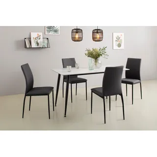 Home Affaire »ALIZIA Tischgruppe Küche Esszimmer, Tisch Stühle«, (Set, 5 tlg.), Tischplatte Stein Breite 140 cm, Flachgewebe, Belastbarkeit 120 KG