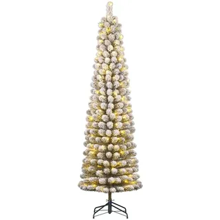 Black Box Trees Charlton Schmaler Künstlicher Weihnachtsbaum mit warm-weißer LED-Beleuchtungt - H215 x Ø56 cm - Grün Frosted
