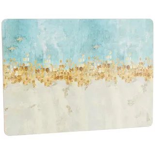 Creative Tops Golden Reflections Platzdeckchen Set, Tischset mit elegantem, malerischem Design, 4 Premium Untersetzer Platzdecken, Platzsets 50 x 29 cm - Gold/Blau/Weiß
