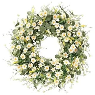 Ibenzoa® Eukalyptus-Kunstkranz 45 cm – robuster Dekokranz für Tür & Wand, ganzjährig einsetzbar, ideal für Hochzeit & Feier - Gelb