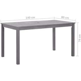 vidaXL Gartentisch 140 x 80 x 74 cm Grau