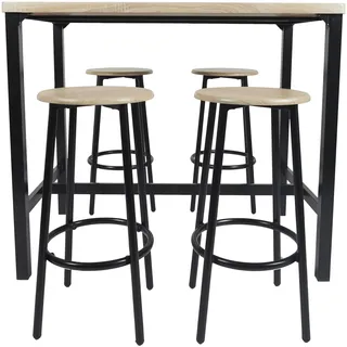 HOME DECO FACTORY Stehtisch und 4 Hocker Loka, Braun/Schwarz, 100x86x60