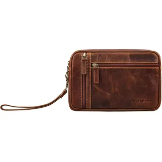 STILORD 'Sunny' Handgelenktasche Herren Leder mit Doppelkammer Clutch Handtasche mit Hands-Schlaufe Vintage ideal für Festival Stadt-Reisen Herrenhandtasche Echtleder, Farbe:Cannes - braun