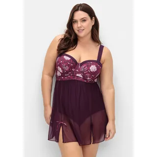 Tankini SHEEGO BY JOE BROWNS, Damen, Gr. 52, Cup E, lila (beere, gemustert), Elasthan, Polyamid, Bikini-Sets Tankini