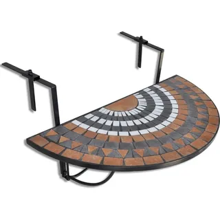 Balkonhängetisch Mosaik Terracotta und Weiß - Braun