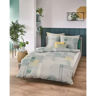 Kaeppel Mako Satin Bettwäsche Glenn 155x220 + 80x80 Jade - dunkelgrün