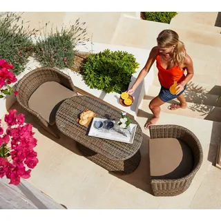Merxx Ancona Wicker Set 3-tlg. Braun