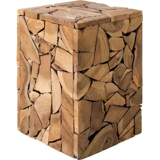 BELIANI Beistelltisch Teak Holz Braun 30 x 30 cm Matt Multifunktional Holzmosaik Quadratisch Landhaus Stil - Braun
