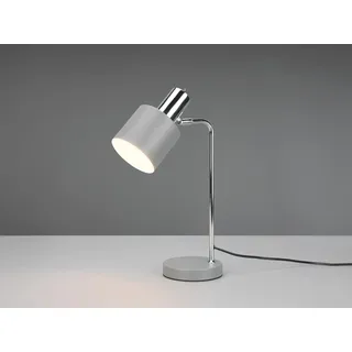 LED Tischlampe Große Nachttischlampe Chrom Metallschirm Grau, dimmbar, Höhe 44cm
