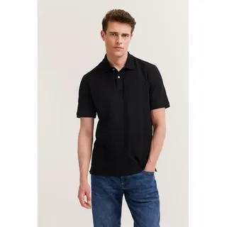 Poloshirt BUGATTI "Basic Essential", Herren, Gr. 3XL, schwarz, 100% Baumwolle, normal, ohne Ausschnitt, Rippbündchen, Shirts Poloshirt, Modern Fit Piqué