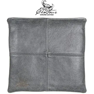 Centaur - Hochwertiges Leder Sitzkissen - Basaltgrau 35x35 cm - Ideal für Stuhl oder Sitzbank - Abwaschbare Echtleder Stuhlkissen - Pflegeleichte Sitzauflage