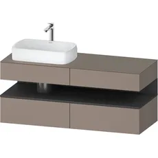 Duravit Qatego Konsolenwaschtischunterbau, 2 Auszüge, 2 Schubkästen, Ausschnitt links, 1400x550x600mm, Nische Graphit Matt, QA4765049, Farbe: Basalt Matt