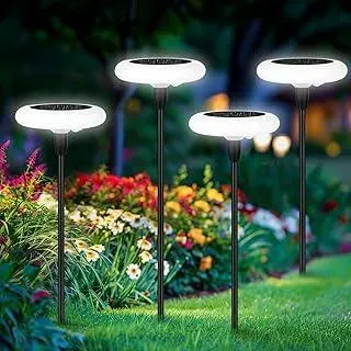 ZWOOS 4er-Set LED Gartenbeleuchtung Solar, Extra Helle Solar Gartenleuchten für Außen, Solarstecker Blumenkasten, Outdoor Solarleuchten für Gartendeko, Blumentöpfe, Weg, IP65 Wasserdicht (Kaltweiß)