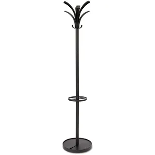 ALBA PMBRIO N Metall Schwarz Kleiderständer Garderobenständer Stabil 12 Haken ideal für Garderobe in Flur Foyer Büro 175, 5Cm(H)