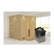 KARIBU Sauna »Sindi«, inkl. 9 kW Saunaofen mit integrierter Steuerung, für 4 Personen - beige