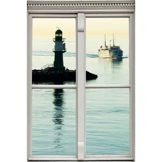 Queence »Leuchtturm« Wandsticker, Wandbild, selbstklebend, 3D, Fenster,