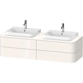 Duravit Happy D.2 Plus Konsolenwaschtischunterbau wandhängend, 1600x550 mm, 4 Schubkästen, für 2 Aufsatzbecken, HP4974B2222, Farbe: Weiß Hochglanz Dekor