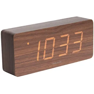 Karlsson Wecker Tube - Dunkles Holzfurnier, weiße LED - 21x9x4,5cm | Rechteck - skandinavisch - Holzfurnier - Wecker für Schlafzimmer