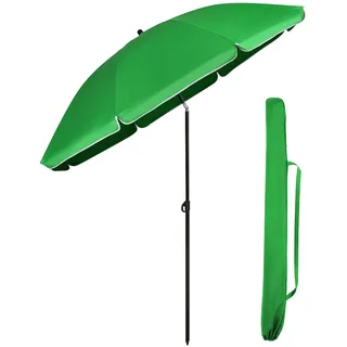 Sekey Sonnenschirm 160 cm mit Schutzhülle, Sonnenschirm Strand mit Neigungswinkel und Höhe verstellba, für Balkon Strand, Garten GRS-recycelter Bezug UPF50+