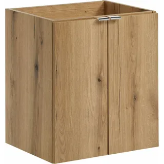 Badezimmerschrank für Waschbecken 50 cm Eiche 2 Türen, leises Schließen - Braun