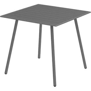 Gartentisch Stahl 80 x 80 x 74 cm Wetterfest Buffettisch mit Stahlrahmen, rutschfest Campingtisch 4 Personen Balkontisch Terrassentisch Outdoor Esstisch für Garten, Terrasse, Balkon, Grau Aosom