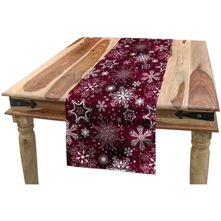 ABAKUHAUS Schneeflocke Tischläufer, Weihnachten, Esszimmer Küche Rechteckiger Dekorativer Tischläufer, 40 x 180 cm, Kastanienbraun Weiß