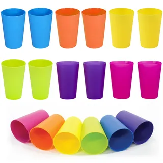 Ovtai Plastikbecher, plastikbecher mehrweg, hartplastik becher 250ml, 24 Stück Plastik Becher, 6 Farben Becher Plastik,trinkbecher kinder Geeignet für Geburtstage Partys Hochzeiten Feiern Potlucks