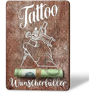 Frexpor Tattoo Gutschein Holz Geldgeschenk – Originelle Verpackung für Tätowierung – Inkl. DIY Herz-Sticker – Kreative Alternative zu Geschenkbox & Spardose – Lustiges Geschenk für Damen & Herren