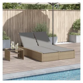 vidaXL Doppel-Sonnenliege 100 x 200 x 72 cm Beige