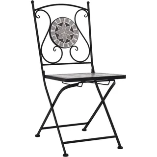 vidaXL Mosaik-Bistrostühle 2 Stk. Grau - Grau