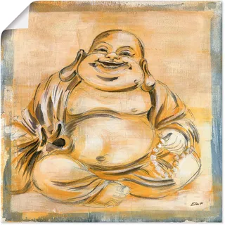 Artland Wandbild "Fröhlicher Buddha I" Religion 1 Stk. tlg. als Leinwandbild, Poster in verschied. Größen, farbe bild(er): naturfarben