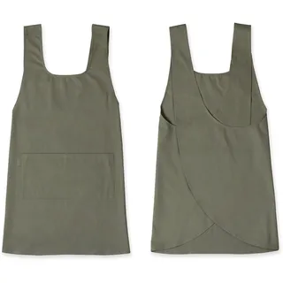 Hudson Durable Goods Schürze für Damen, Baumwolle, gekreuzt, nahtlos, Crossover-Stil, Kittelschürze, Salbei
